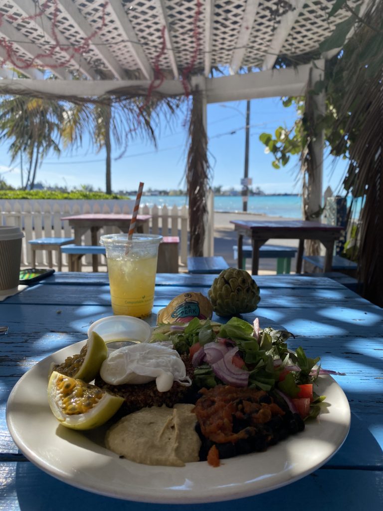 A delicious gluten free meal at Da Perk in Eleuthera Bahamas