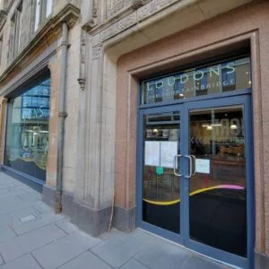 Outside loudons cafe Edinburgh