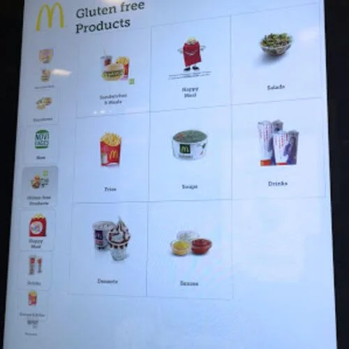 Mcdonalds order screen showing gluten free products